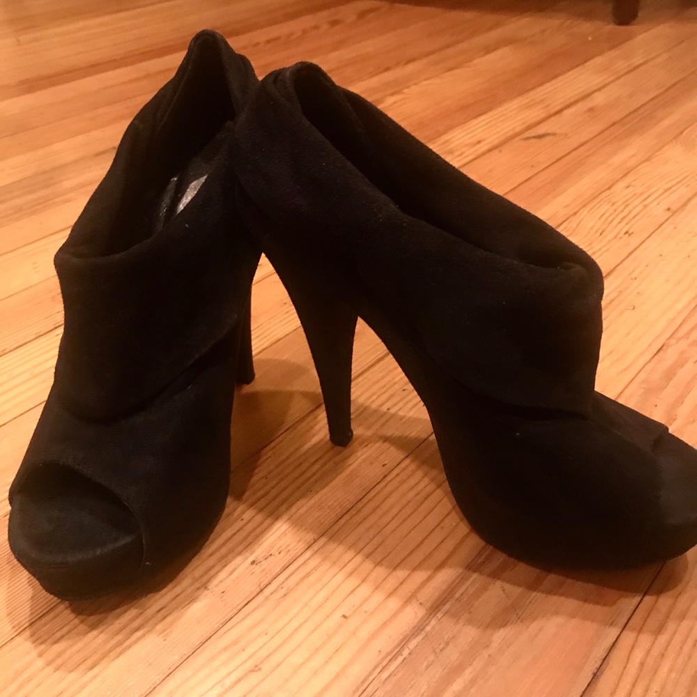 Faux suede black high heels